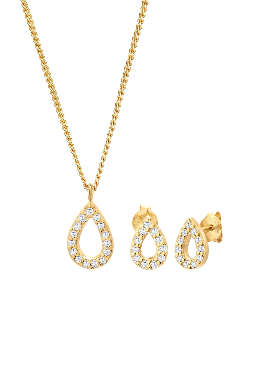 Elli Damskie kolczyki sztyfty z zawieszką kroplą, mieniące się kryształami cyrkonii w srebrze próby 925 Sterling Silver Zestawy 1 ct