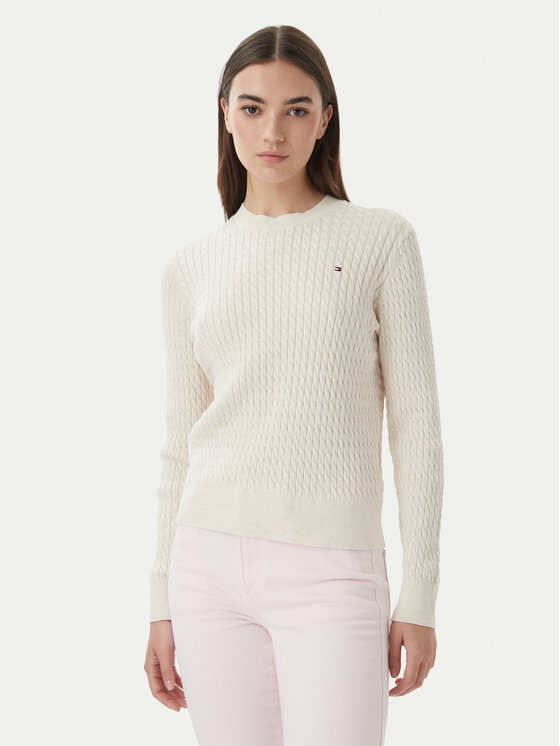 Tommy Hilfiger Sweter WW0WW44993 Écru Regular Fit