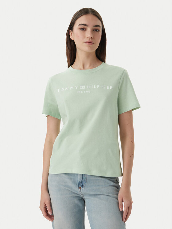 Tommy Hilfiger T-Shirt WW0WW40276 Zielony Regular Fit