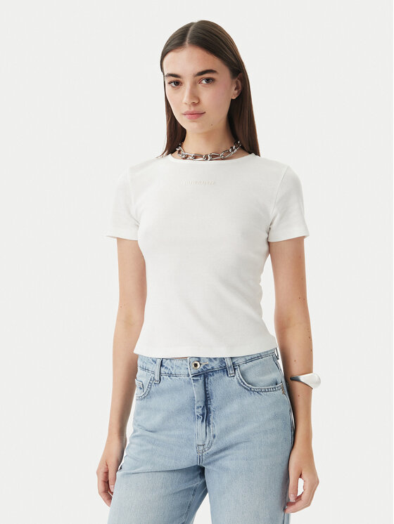 Patrizia Pepe T-Shirt 2M4522/J407-W146 Biały Slim Fit