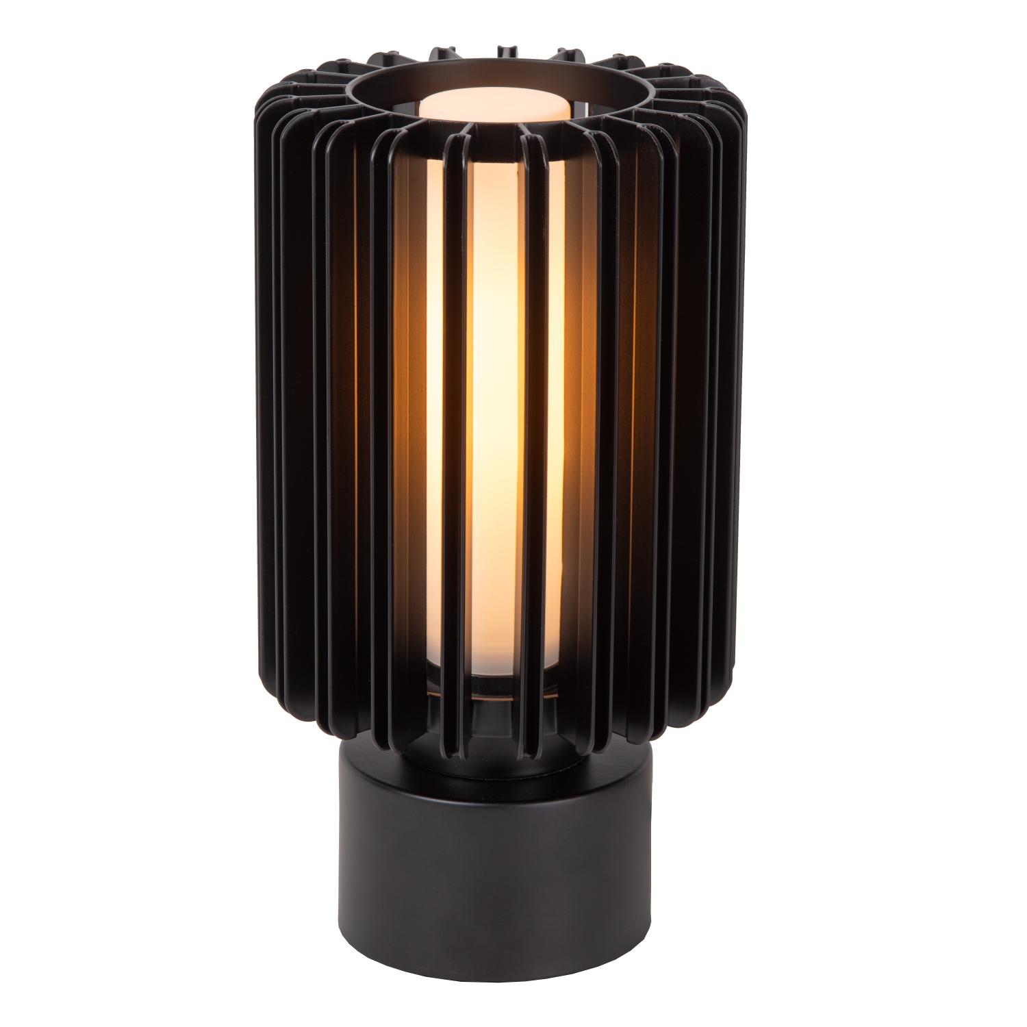 LAMBRES lampa stołowa czarna 1xE27 abażur żeberkowy LUCIDE 45510/01/30