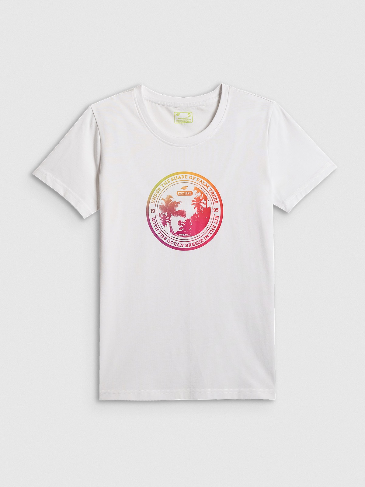 4F T-shirt regular z nadrukiem damski - biały XXL