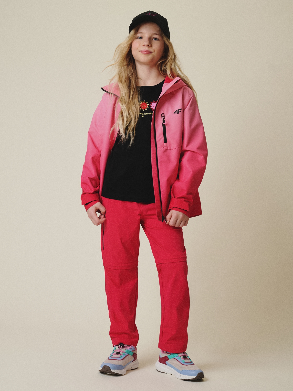 4F Spodnie trekkingowe 2w1 dziewczęce - różowe 164 (13-14 lat)