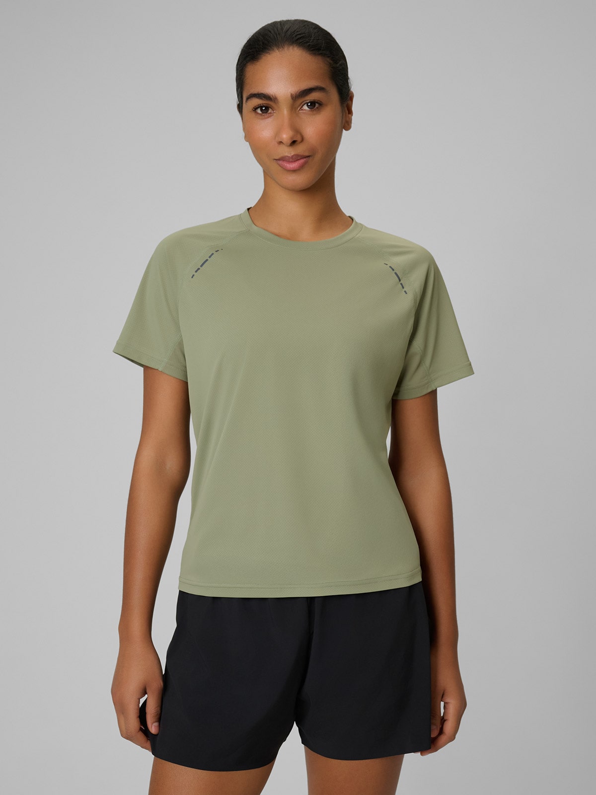 4F Koszulka do biegania szybkoschnąca damska - khaki XS