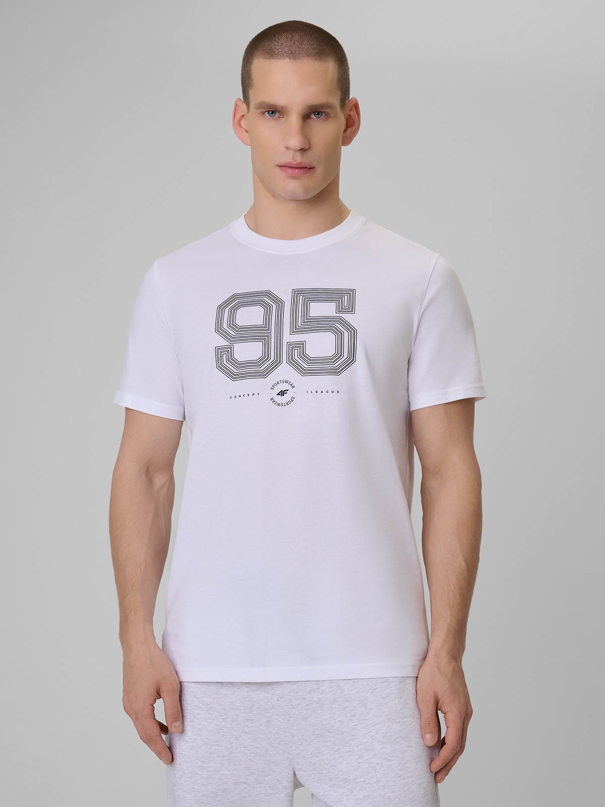 4F T-shirt regular z nadrukiem męski - biały XL