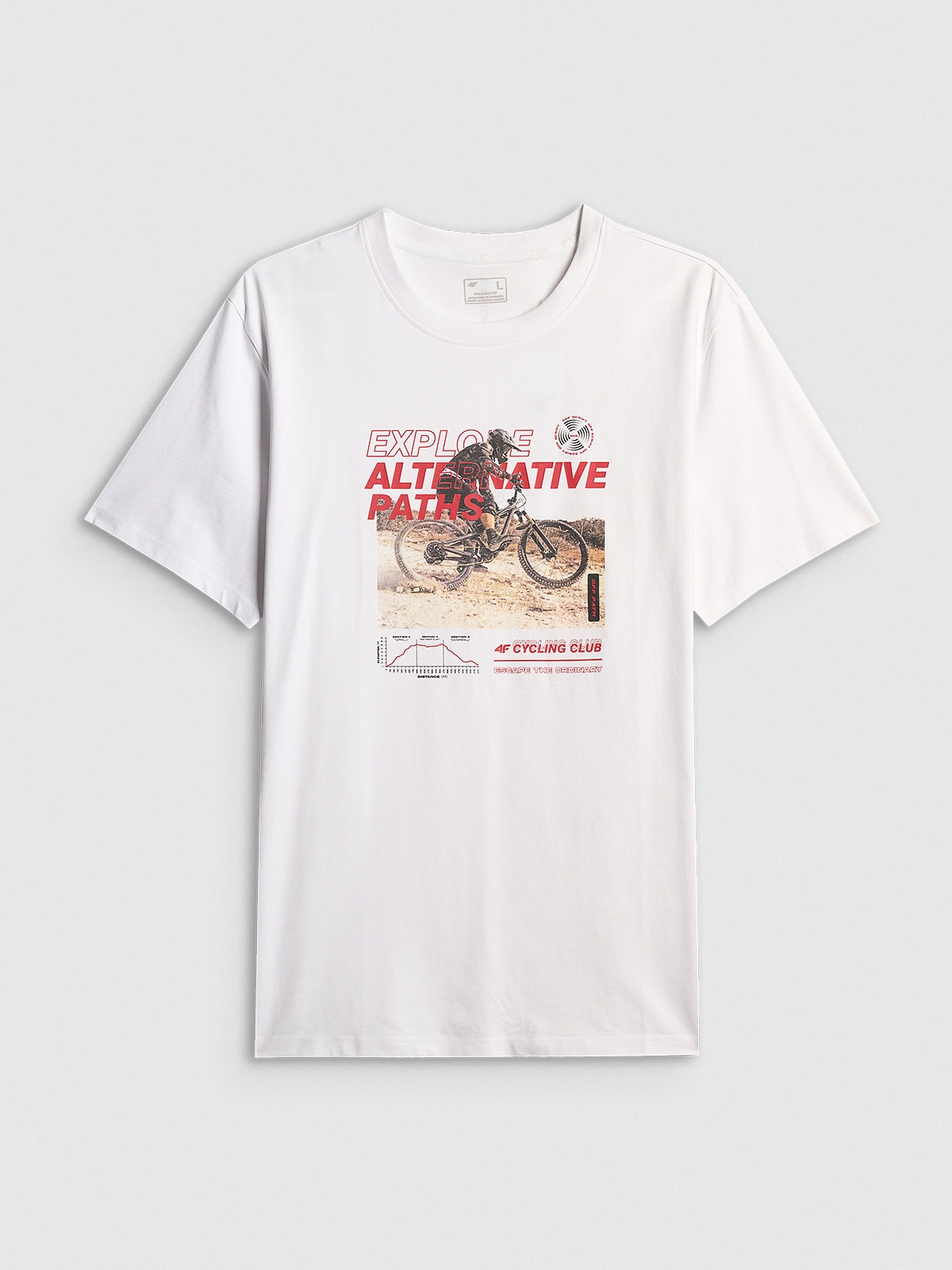 4F T-shirt relaxed z nadrukiem męski - biały XL