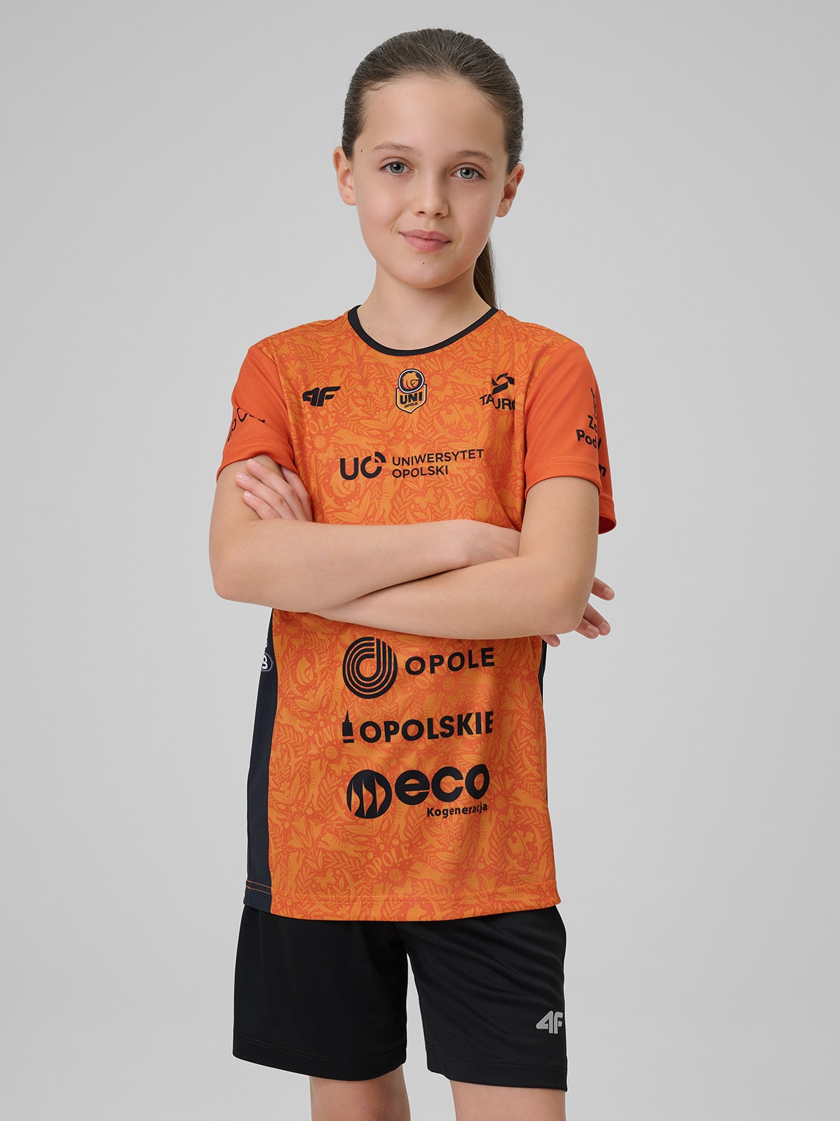 4F Koszulka meczowa replika domowa z sezonu 2025/26 dziecięca 4F x Uni Opole - pomarańczowa 98/104