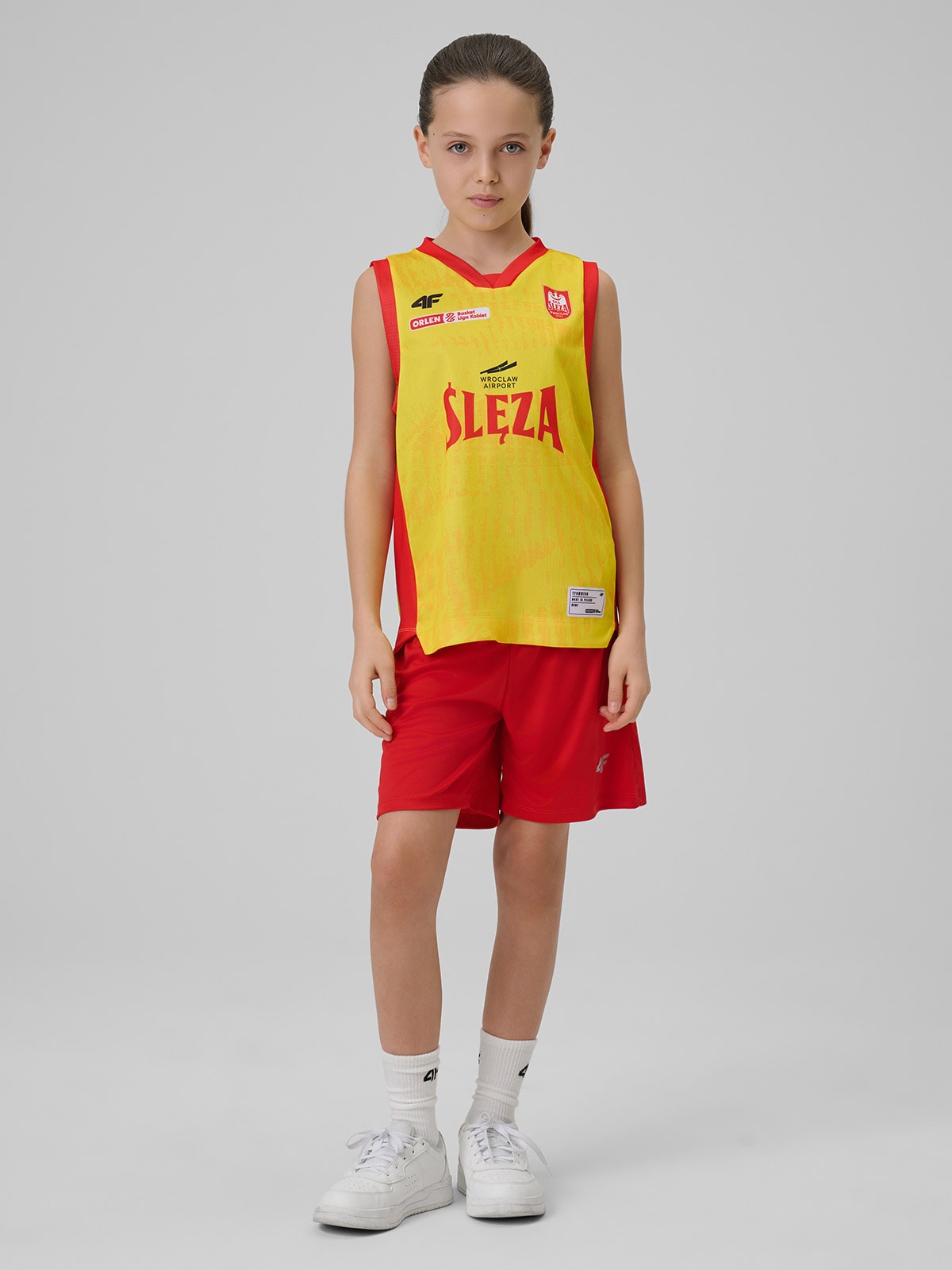 4F Koszulka meczowa replika domowa z sezonu 2025/26 dziecięca 4F x Ślęza Wrocław - żółta 110/116