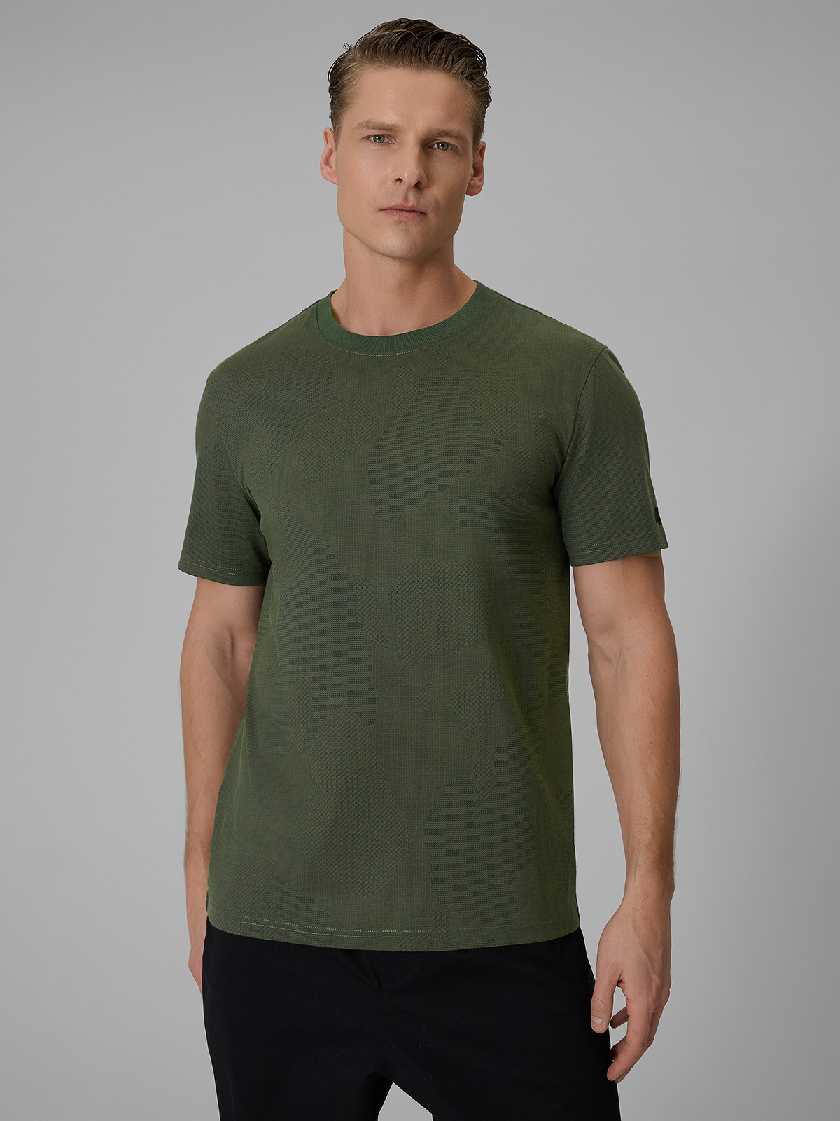4F T-shirt regular z nadrukiem męski - khaki XXL