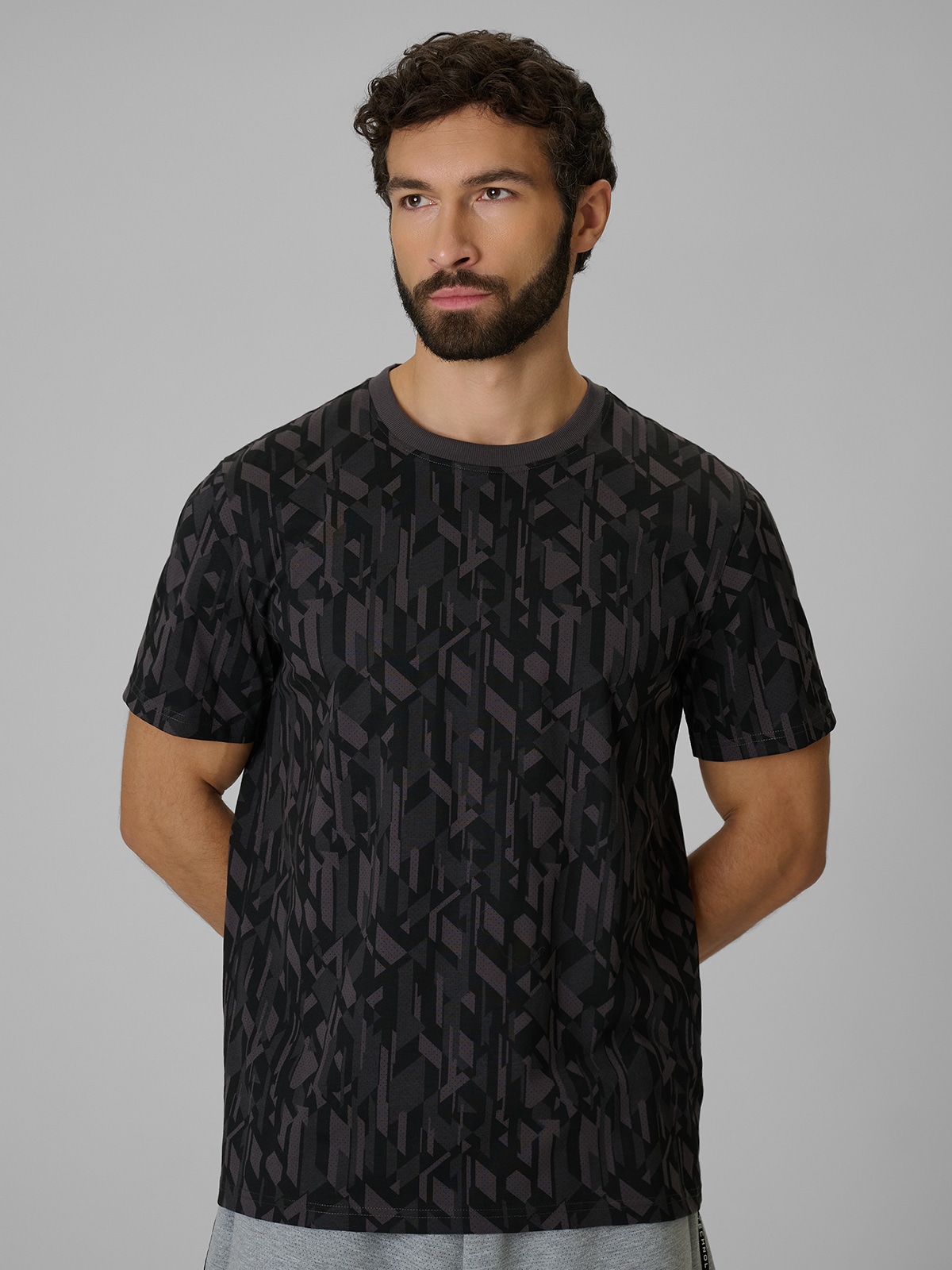 4F T-shirt regular z nadrukiem męski - czarny XXL