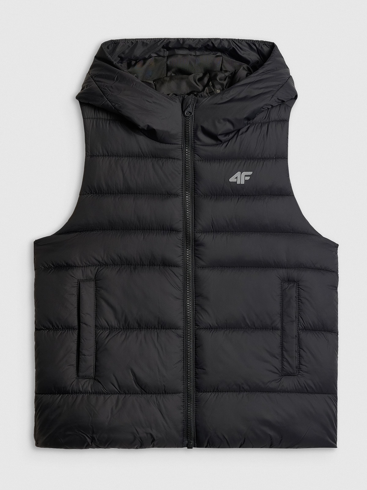4F Bezrękawnik z wypełnieniem syntetycznym chłopięcy - czarny 164 (13-14 lat)