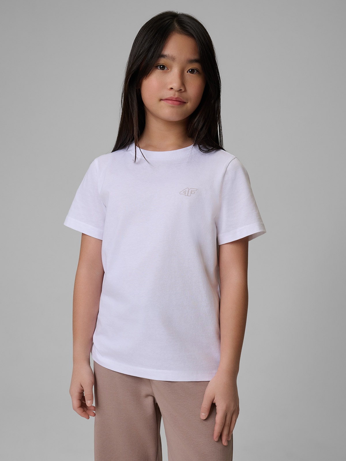 4F T-shirt regular gładki dziewczęcy (2-pack) - multikolor 134/140 (8-10 lat)