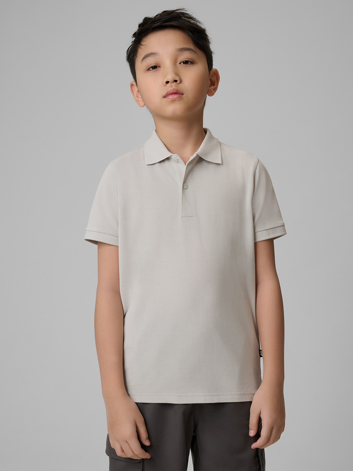 4F Koszulka polo regular chłopięca - szara 164 (13-14 lat)