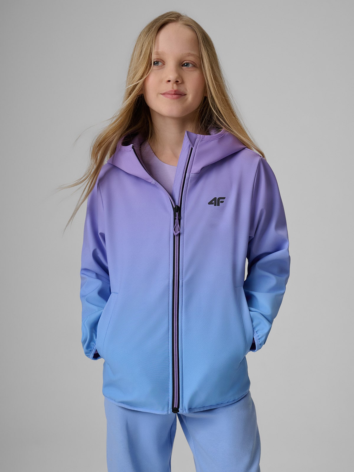 4F Kurtka softshell wiatroodporna membrana 5000 dziewczęca - multikolor 164 (13-14 lat)
