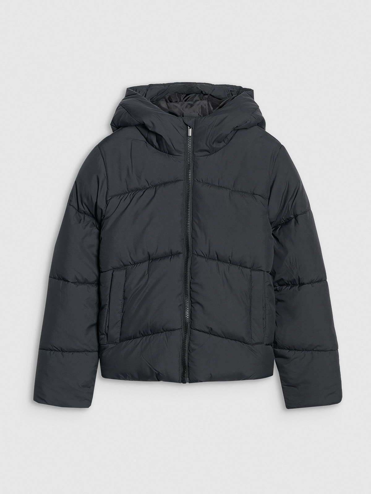 4F Kurtka puchowa z wypełnieniem syntetycznym dziewczęca - czarna 158 (12-13 lat)