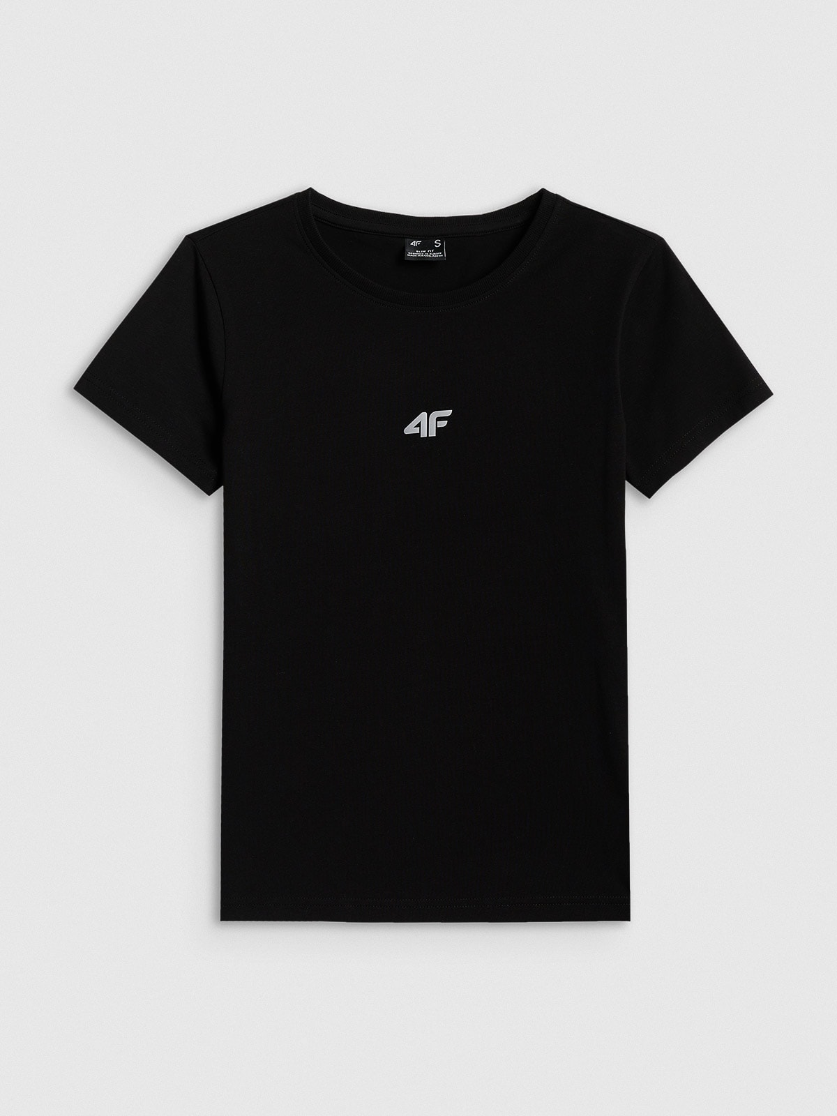 4F T-shirt slim gładki damski - czarny XXL