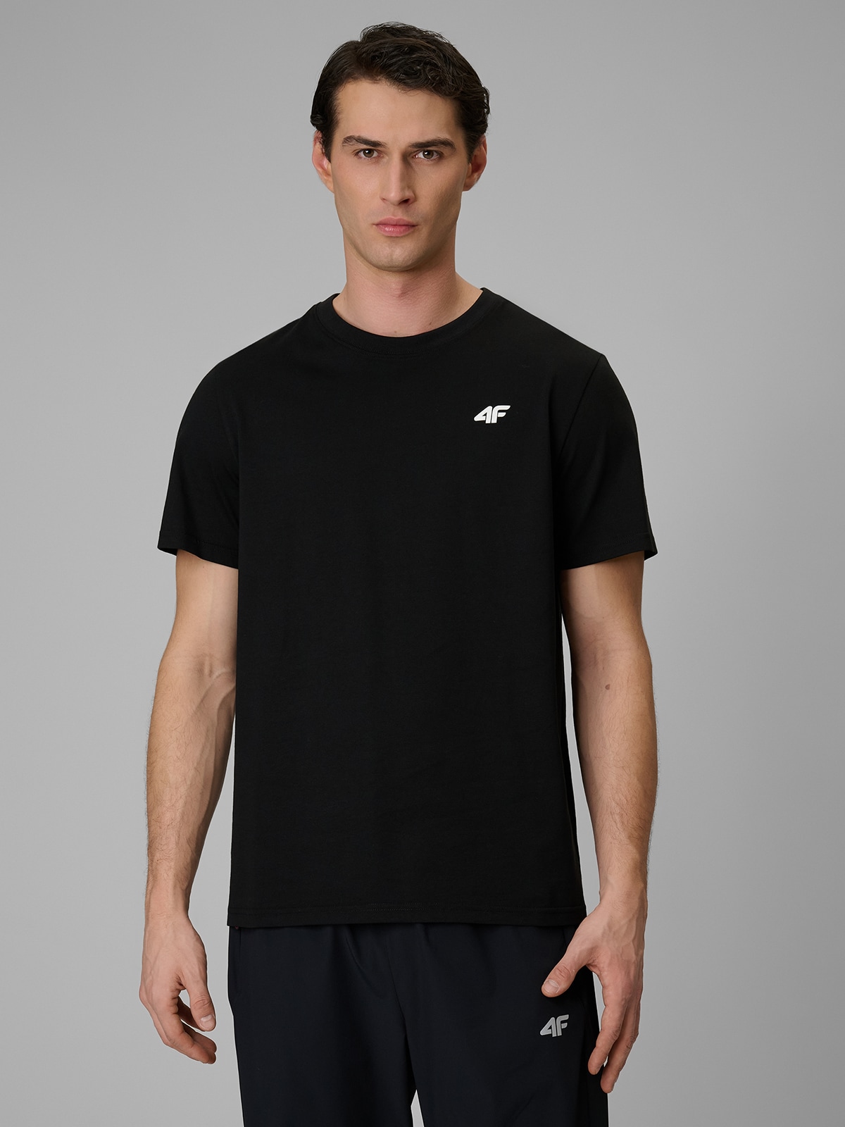 4F T-shirt regular gładki męski (3-pack) - czarny XXL