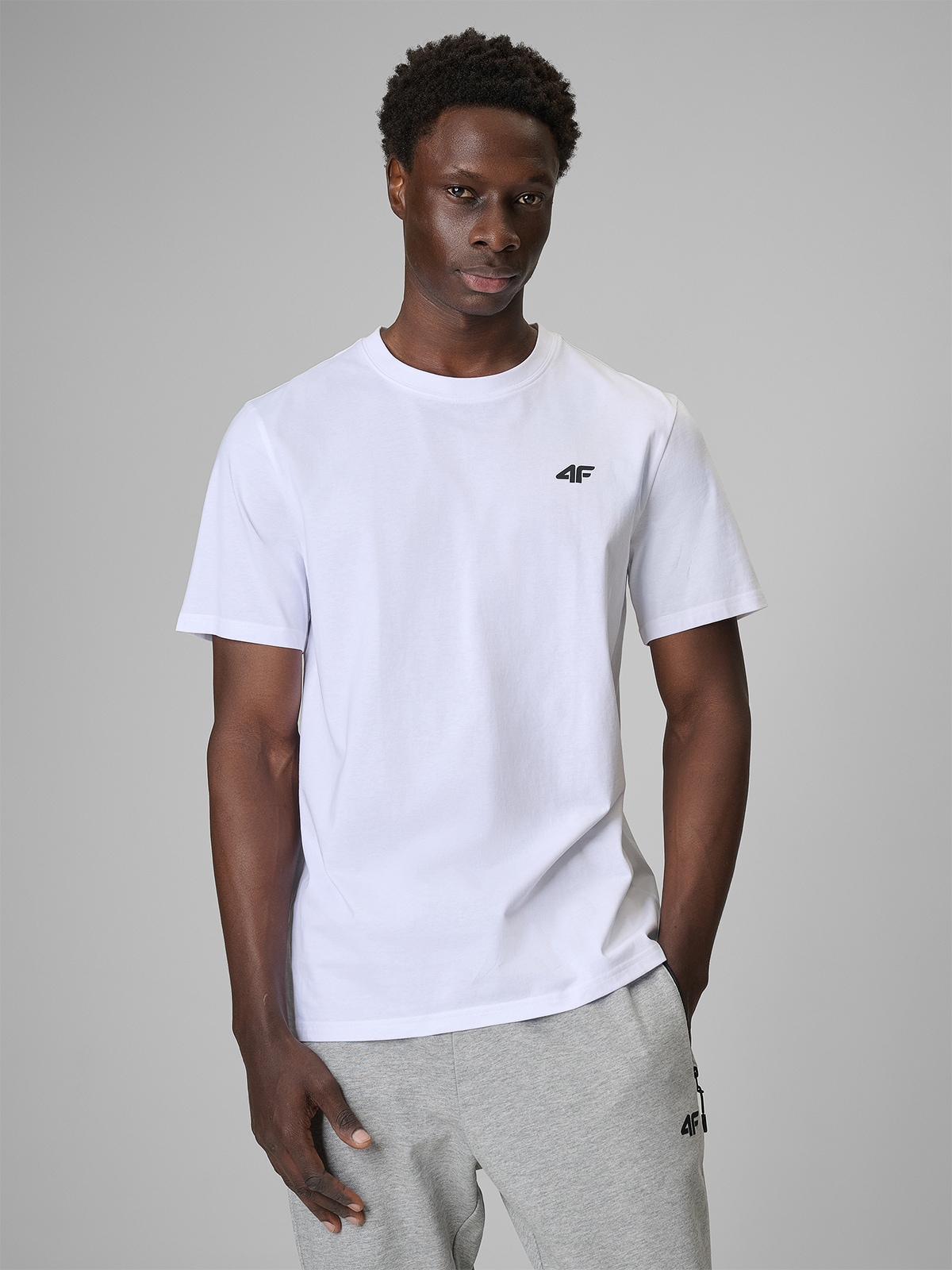 4F T-shirt regular gładki męski (3-pack) - biały XXL