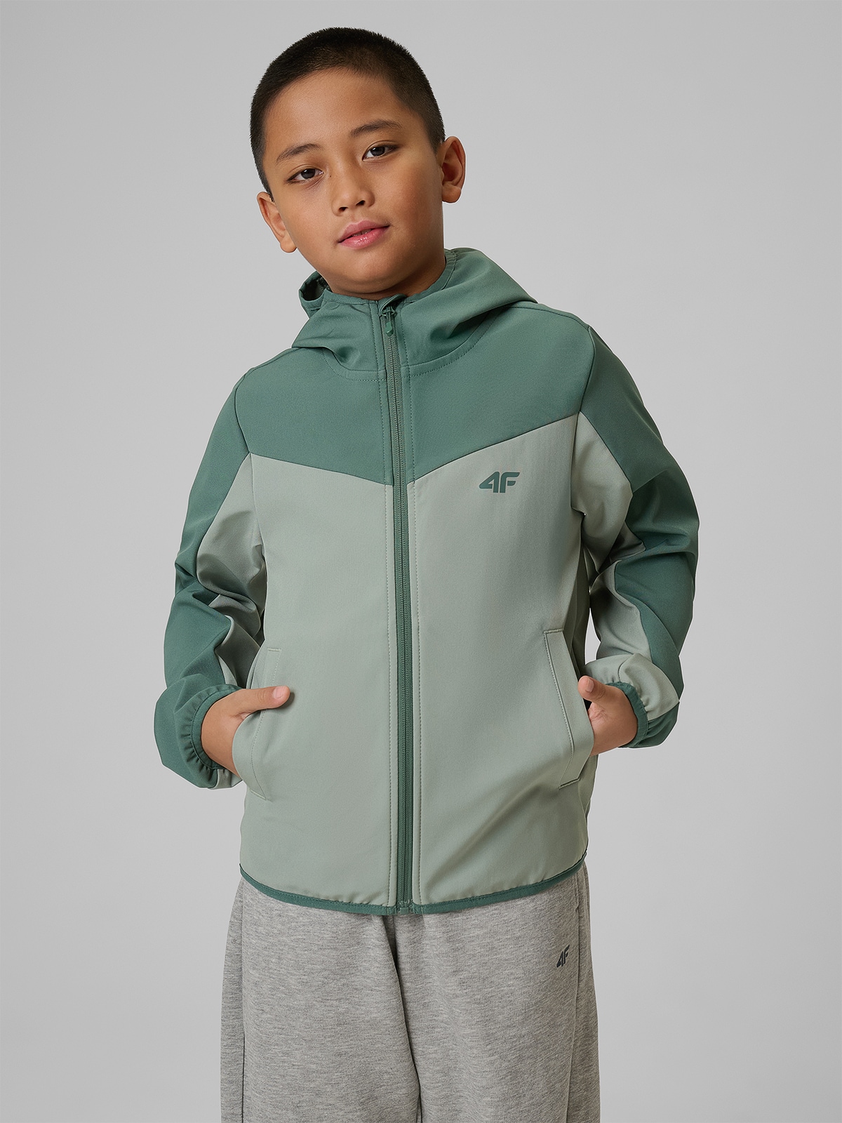 4F Kurtka softshell wiatroodporna membrana 5000 chłopięca - miętowa 164 (13-14 lat)