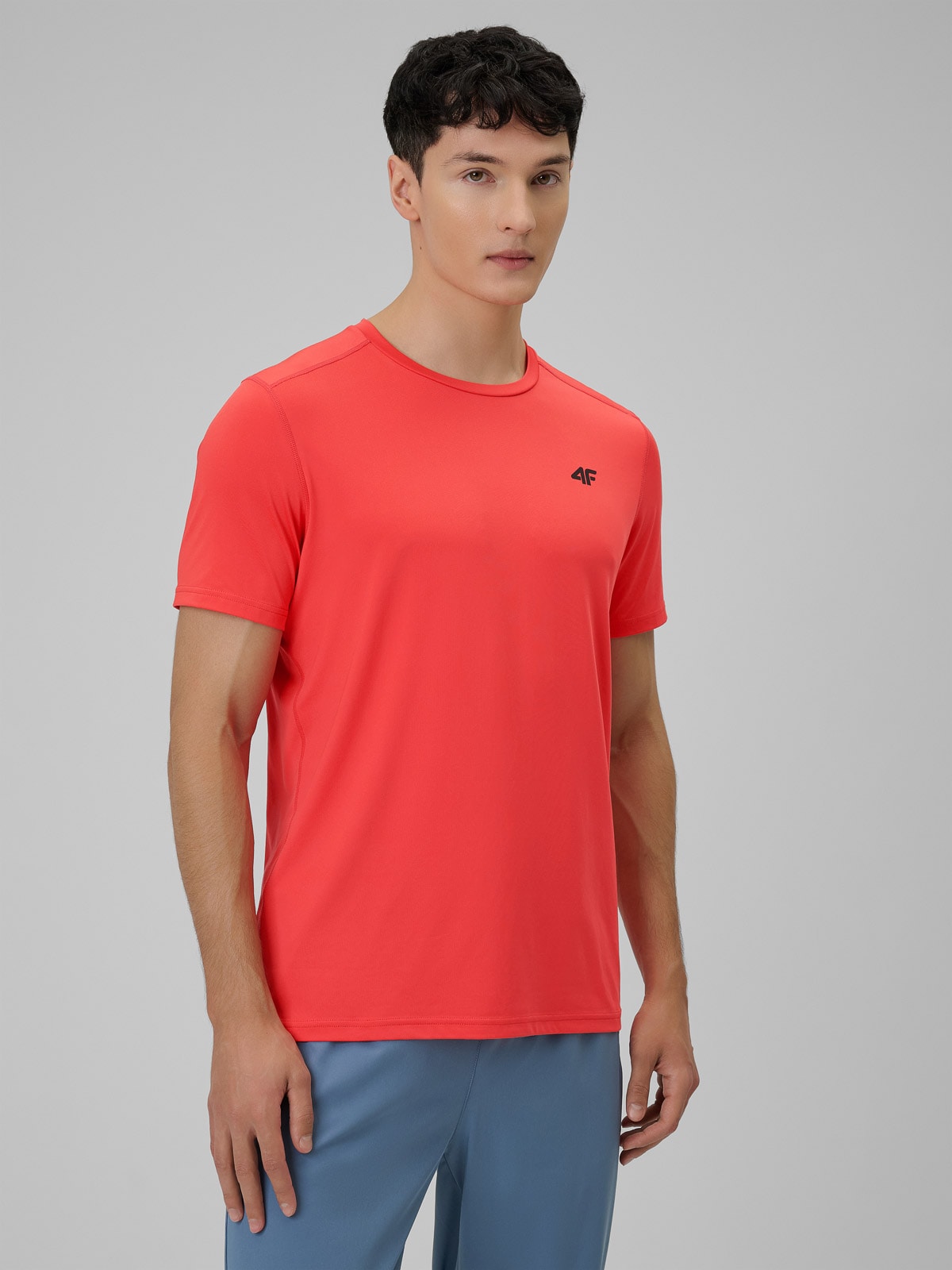 4F Koszulka treningowa regular szybkoschnąca męska - czerwona XXL