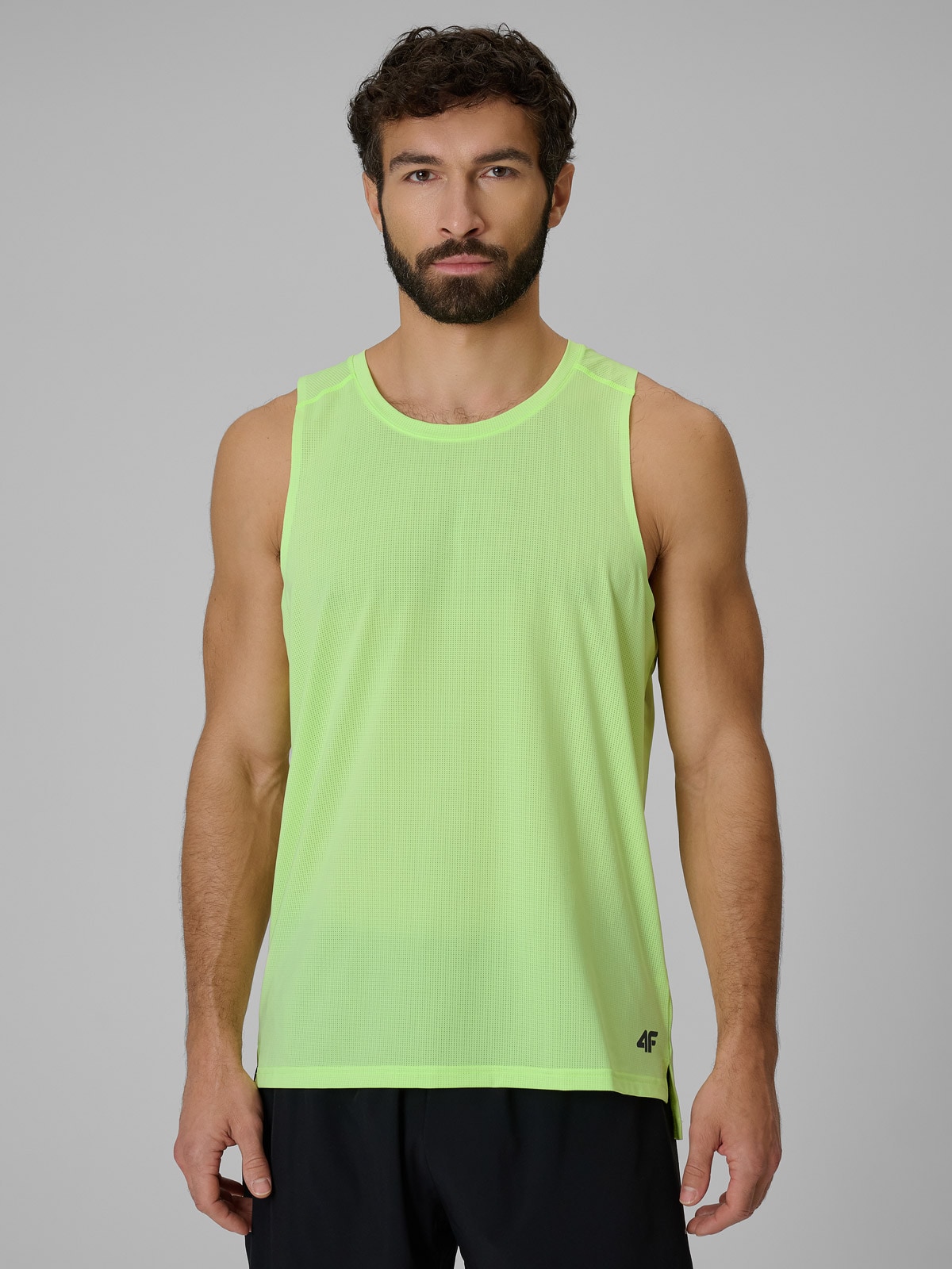 4F Koszulka do biegania regular szybkoschnąca męska - żółta XL