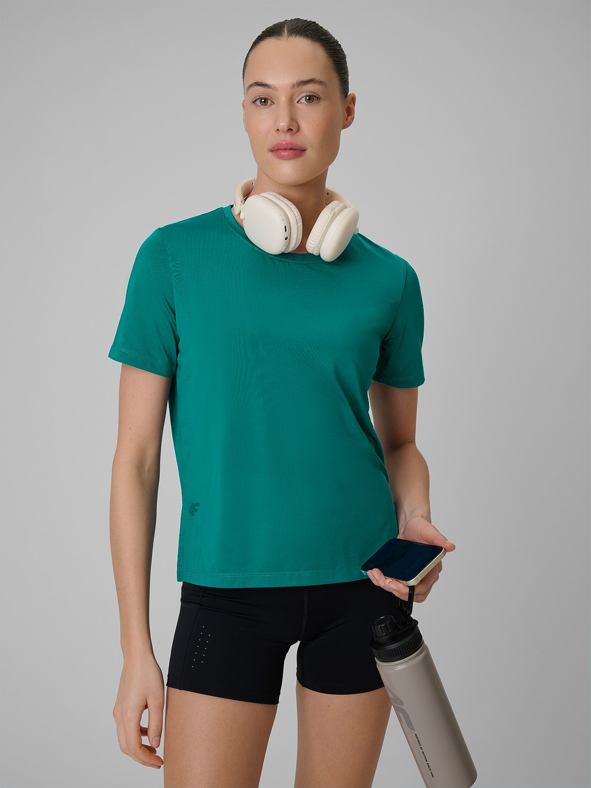 4F Koszulka treningowa loose szybkoschnąca damska - turkusowa XXL