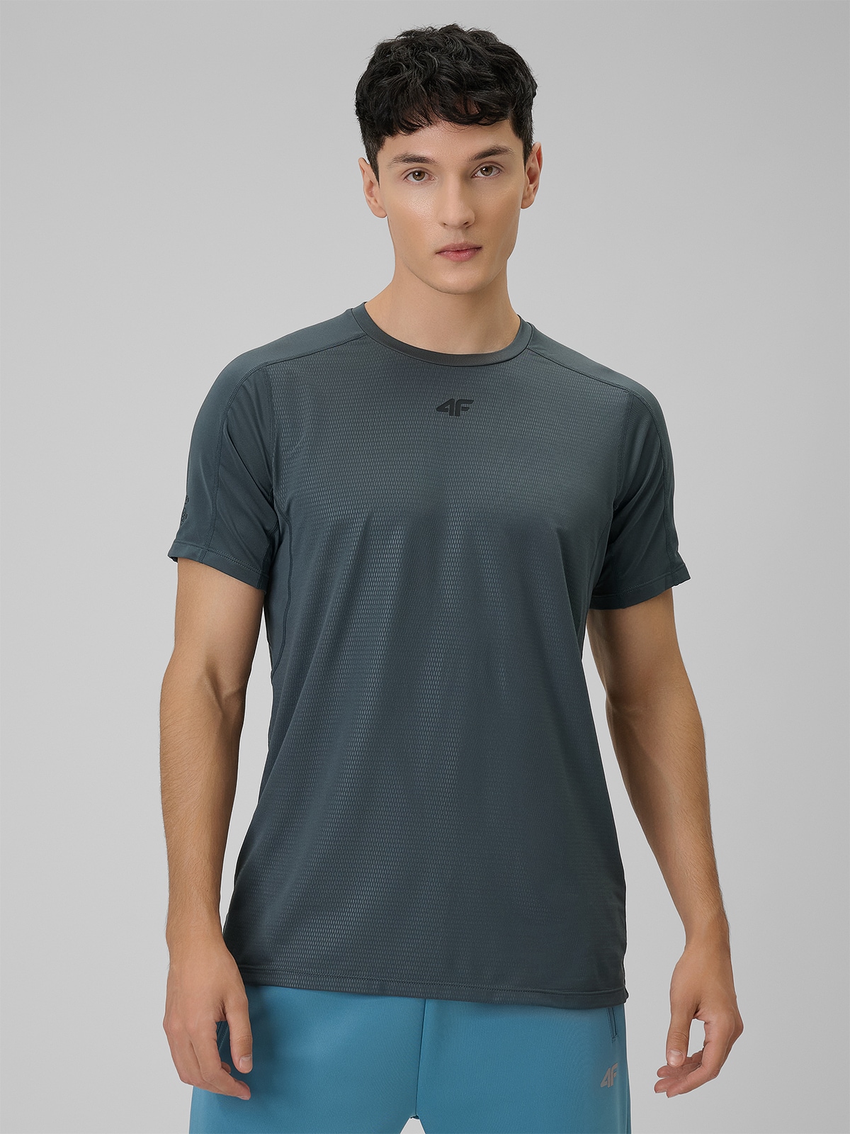 4F Koszulka treningowa regular szybkoschnąca męska - szara XXL