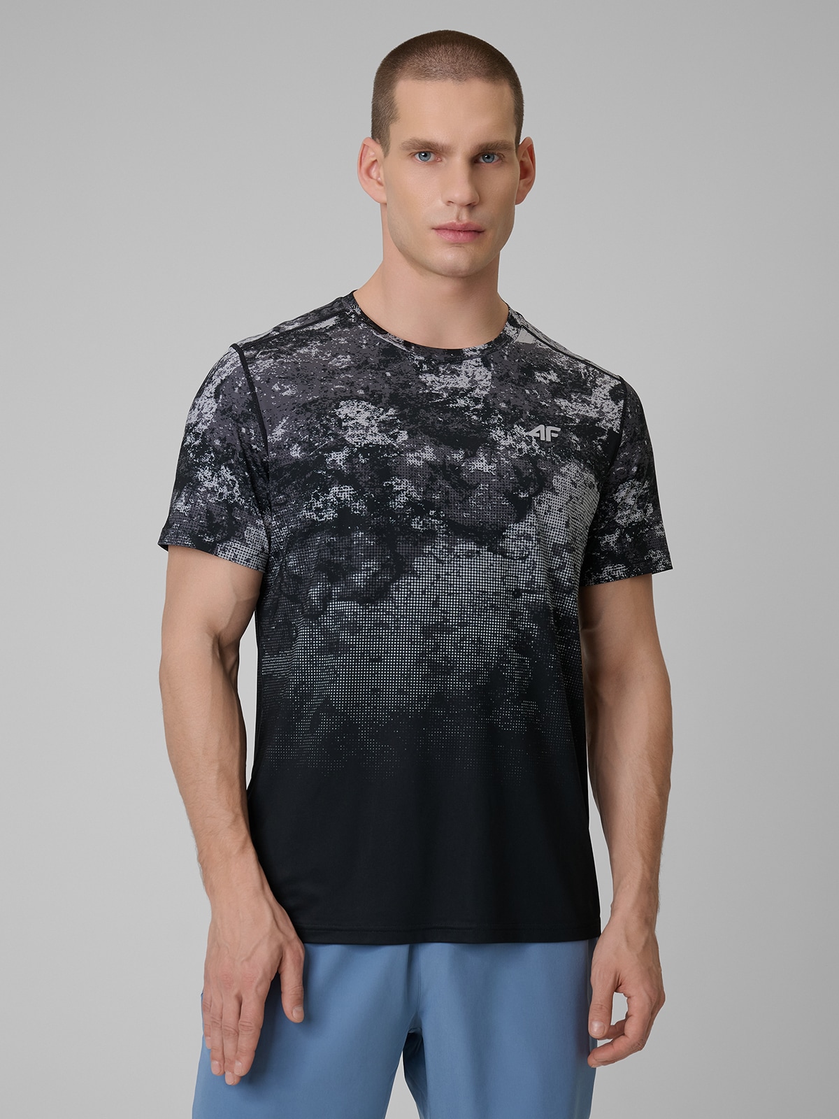 4F Koszulka treningowa regular szybkoschnąca męska - szara XXL