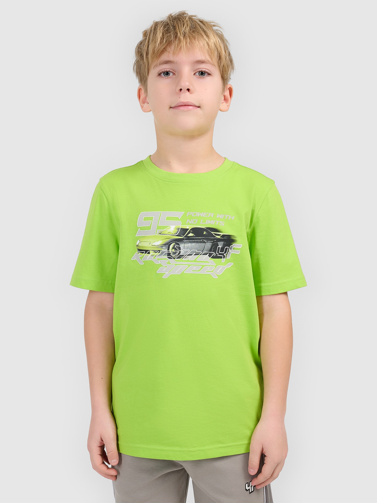 4F T-shirt regular z nadrukiem chłopięcy - zielony 164 (13-14 lat)