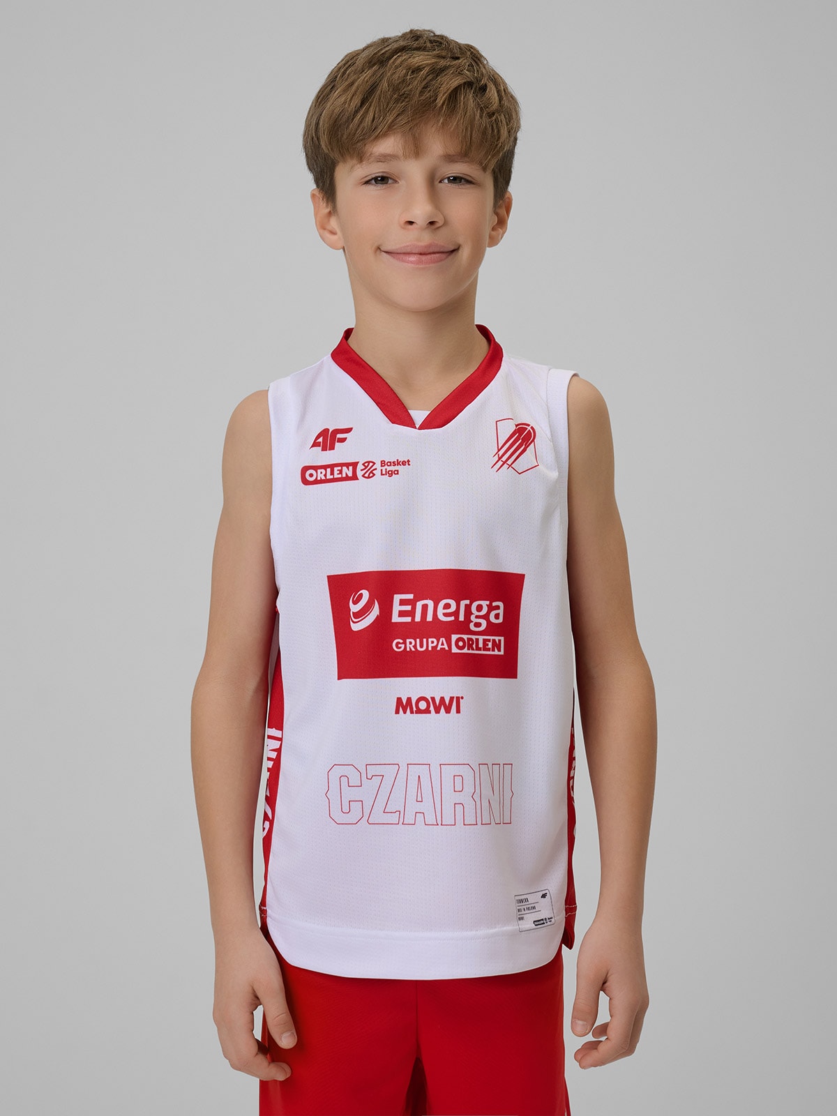 4F Koszulka meczowa replika domowa z sezonu 2025/26 dziecięca 4F x Czarni Słupsk - biała 98/104