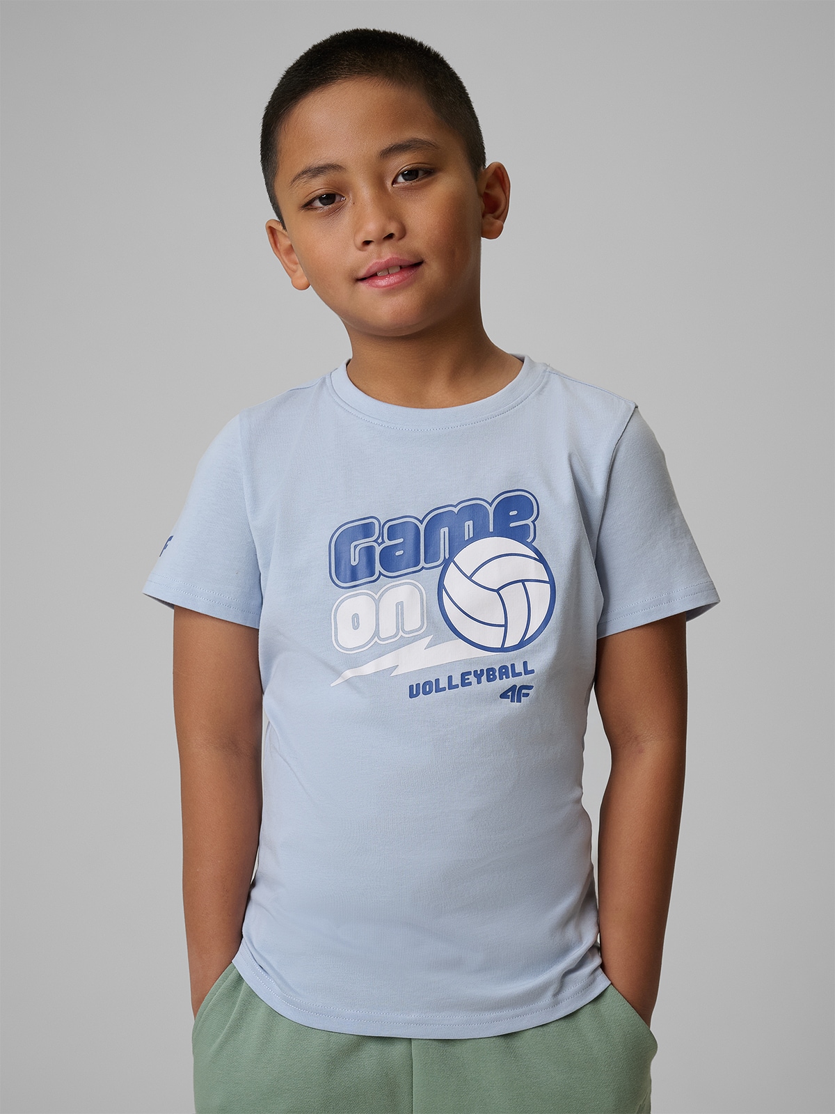 4F T-shirt regular z nadrukiem chłopięcy - niebieski 164 (13-14 lat)
