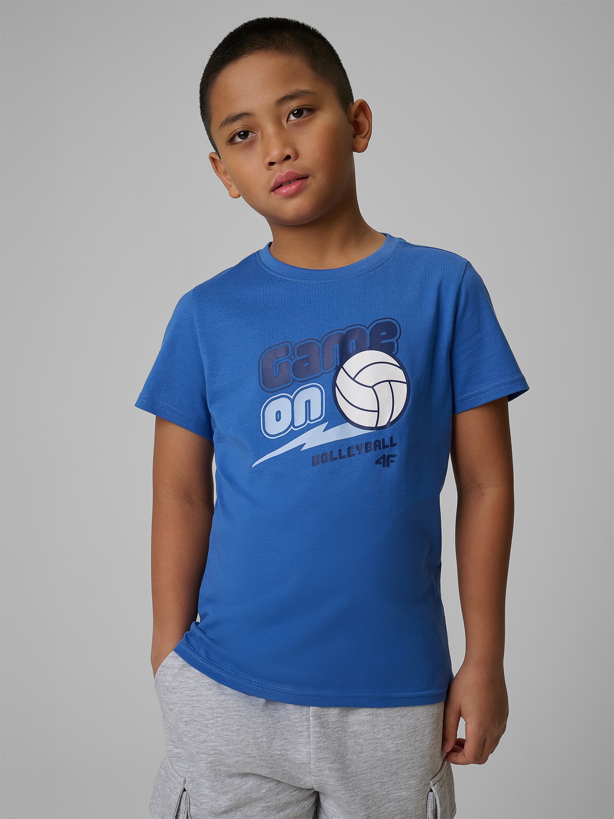 4F T-shirt regular z nadrukiem chłopięcy - granatowy 164 (13-14 lat)