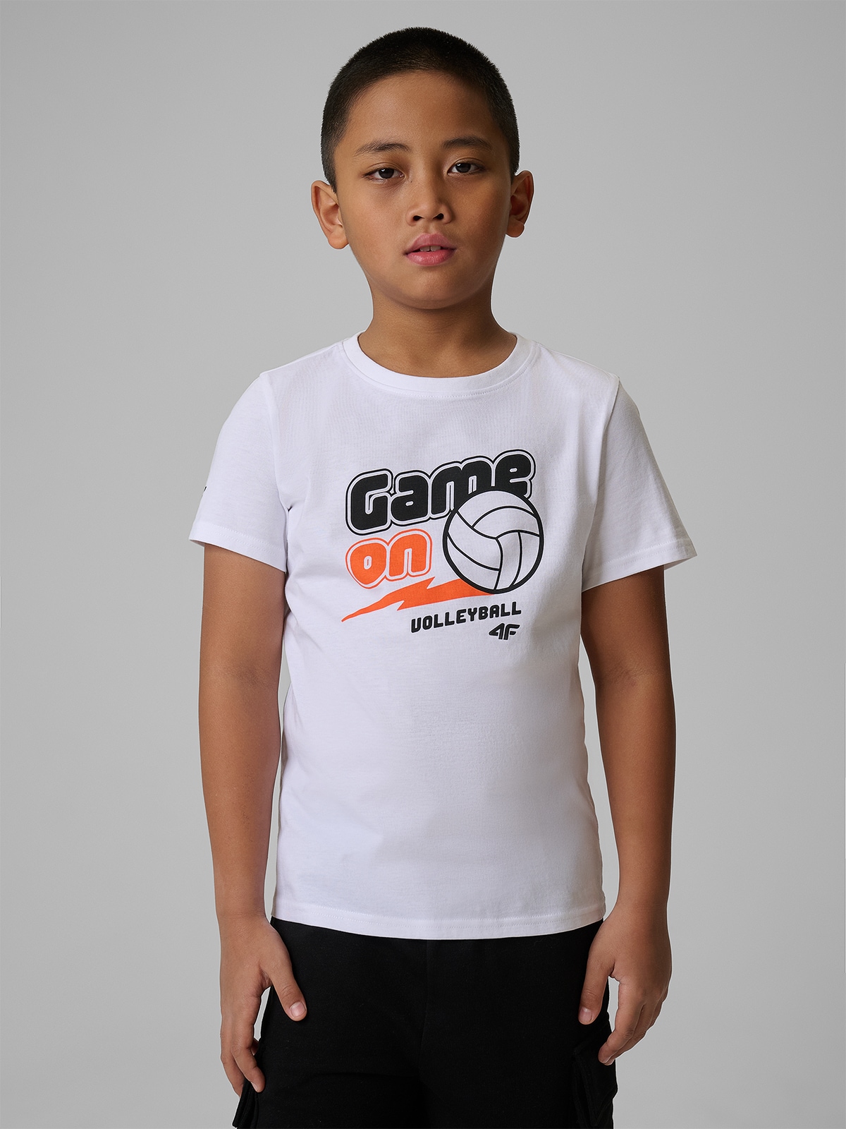 4F T-shirt regular z nadrukiem chłopięcy - biały 164 (13-14 lat)