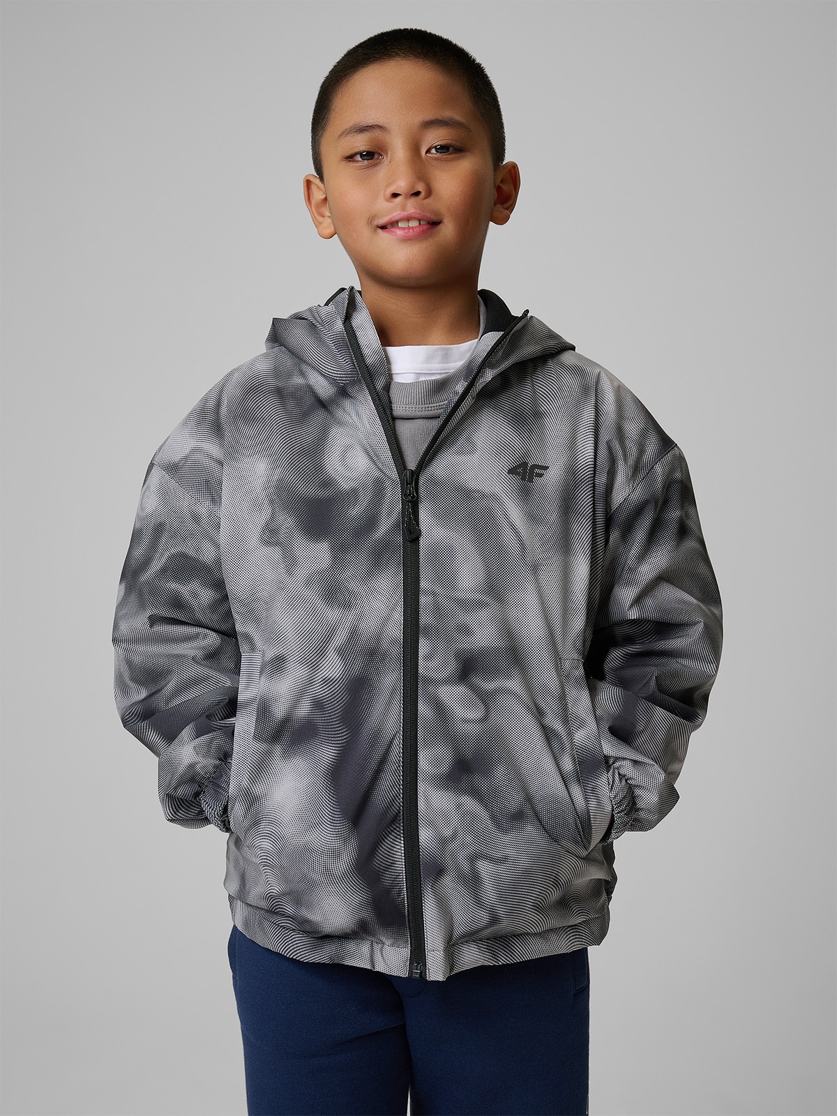 4F Kurtka przejściowa membrana 5000 chłopięca - czarna 164 (13-14 lat)