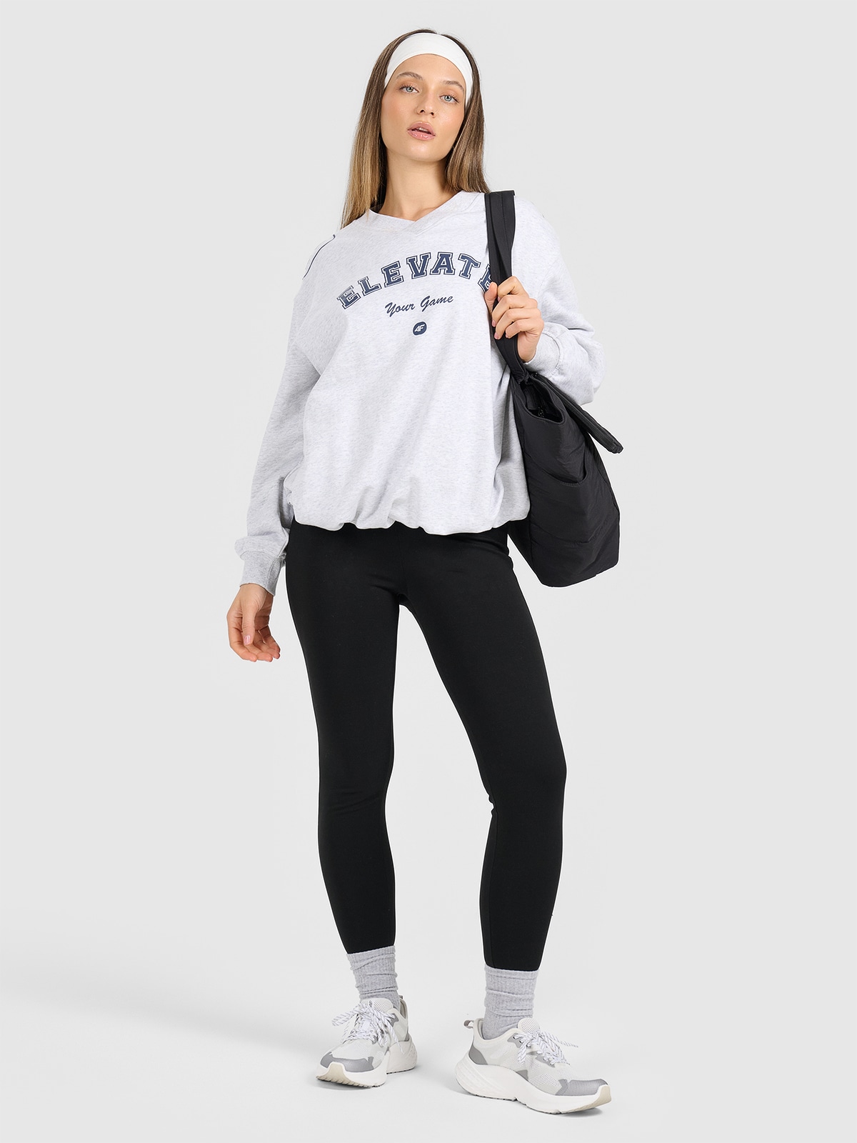 4F Legginsy dzianinowe damskie - czarne XS