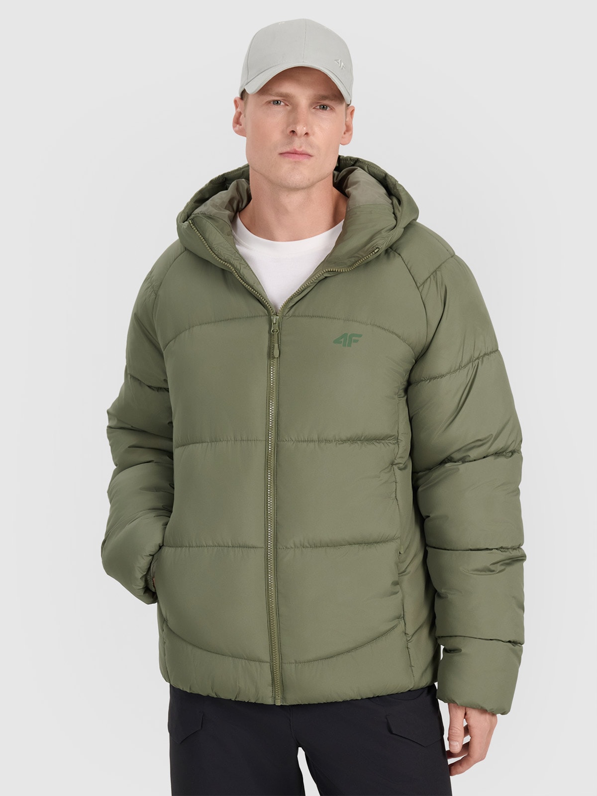 4F Kurtka puchowa z wypełnieniem syntetycznym męska - khaki XXL