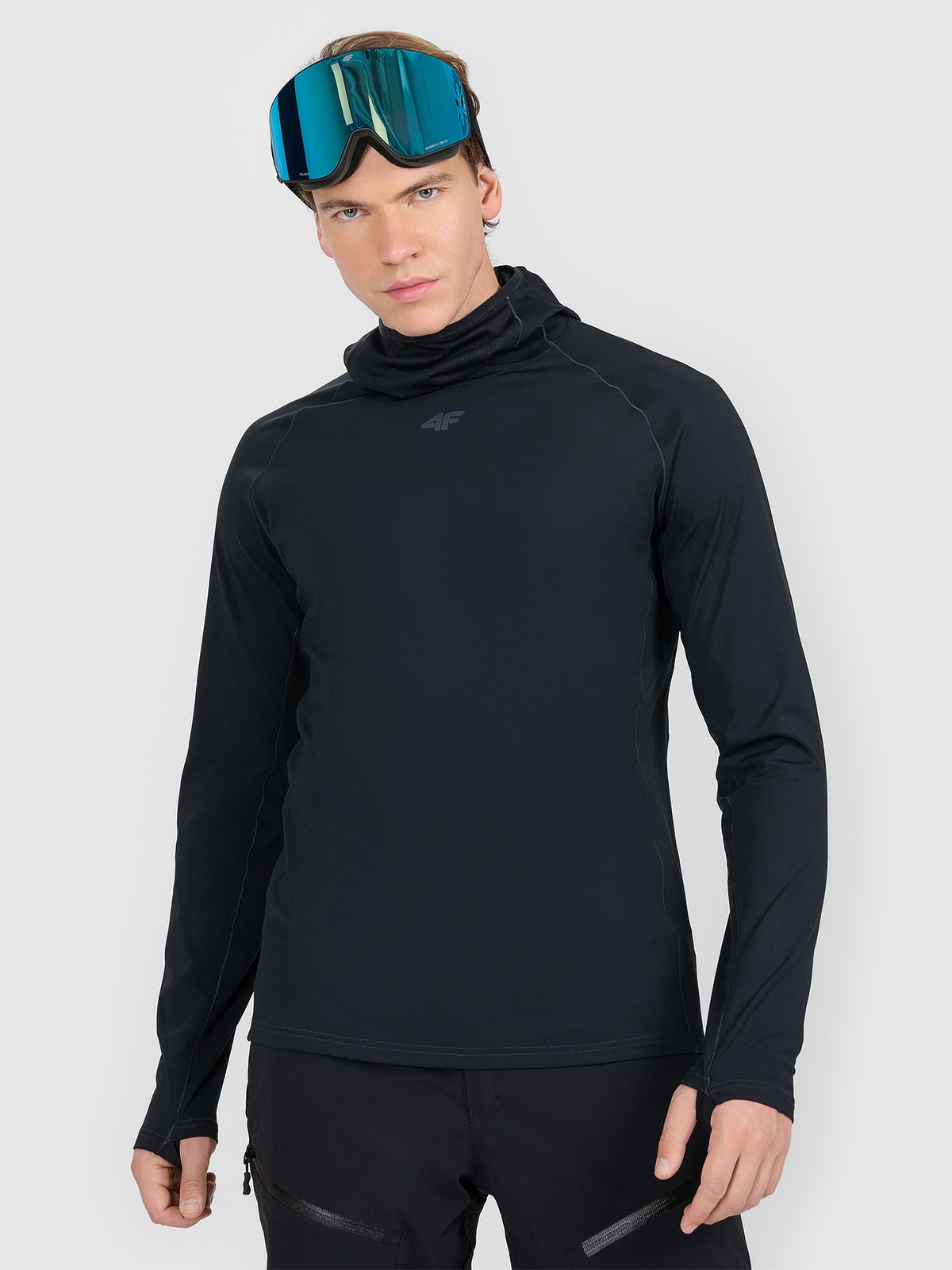 4F Bielizna termiczna z kapturem ocieplana (góra) męska - czarna XXL