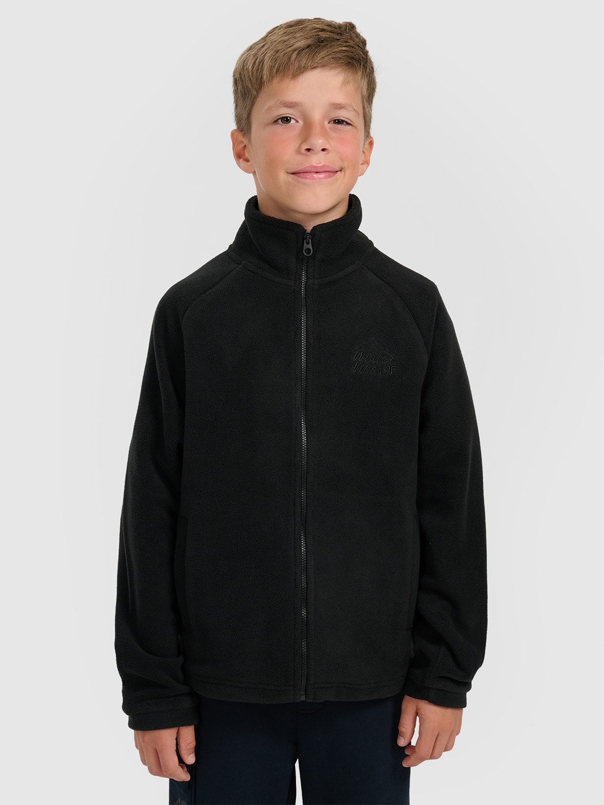 4F Polar regular ze stójką chłopięcy - czarny 158 (12-13 lat)