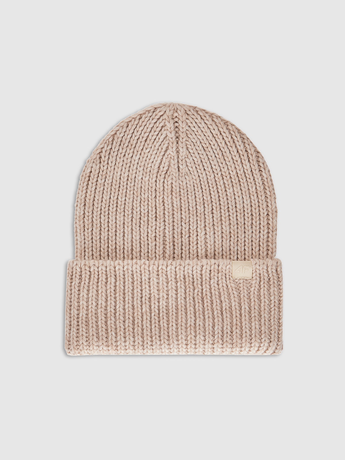 4F Czapka zimowa z dodatkiem wełny damska - beżowa Uniwersalny