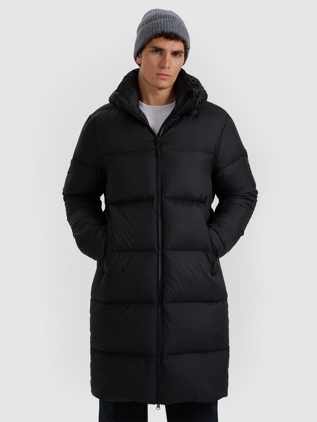 4F Płaszcz puchowy z wypełnieniem naturalnym męski - czarny XL