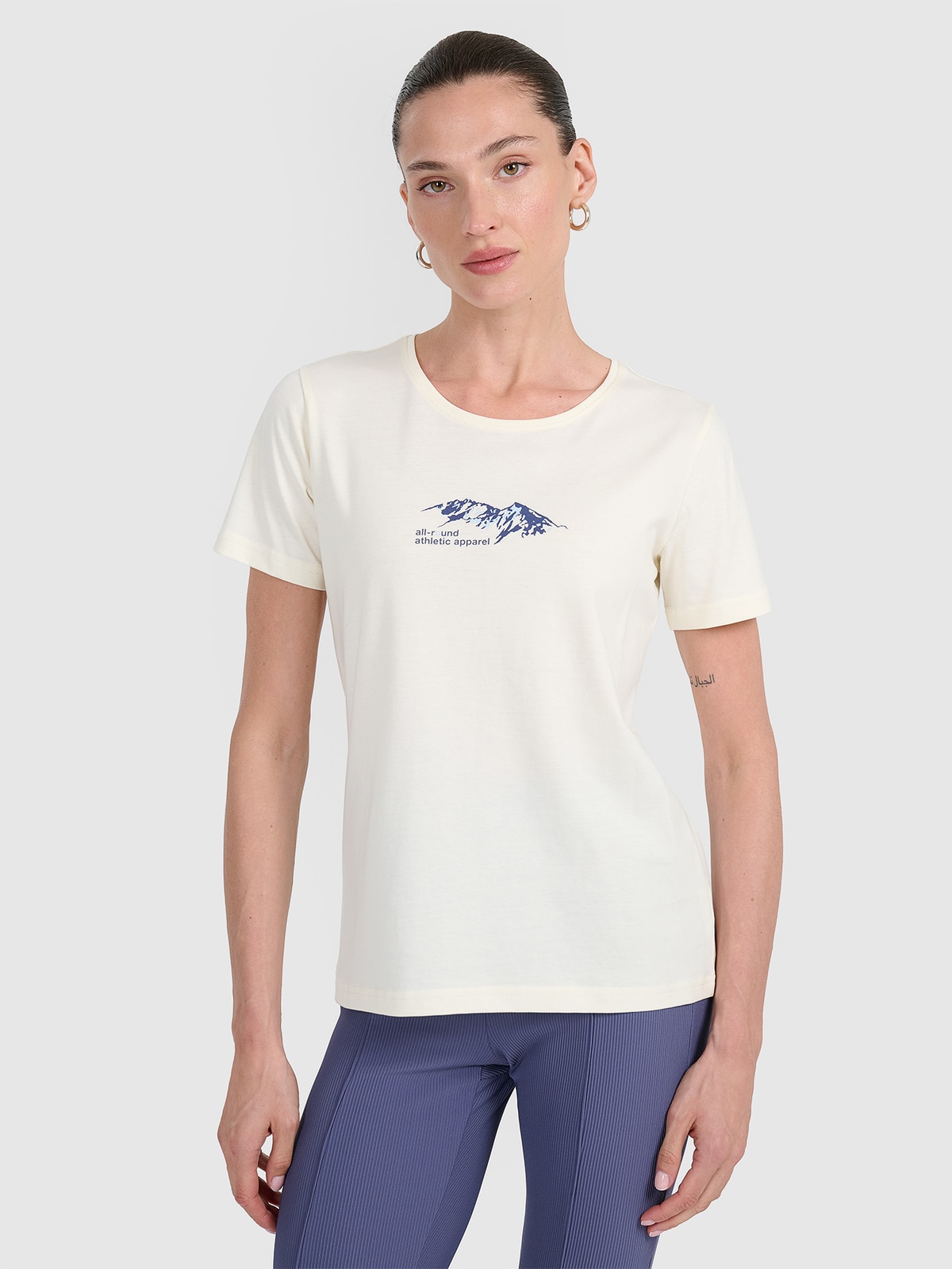 4F T-shirt regular z nadrukiem damski - biały S
