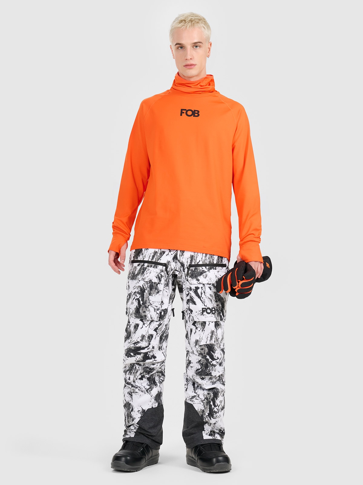 4F Bielizna termiczna ocieplana (góra) męska - pomarańczowa XXL