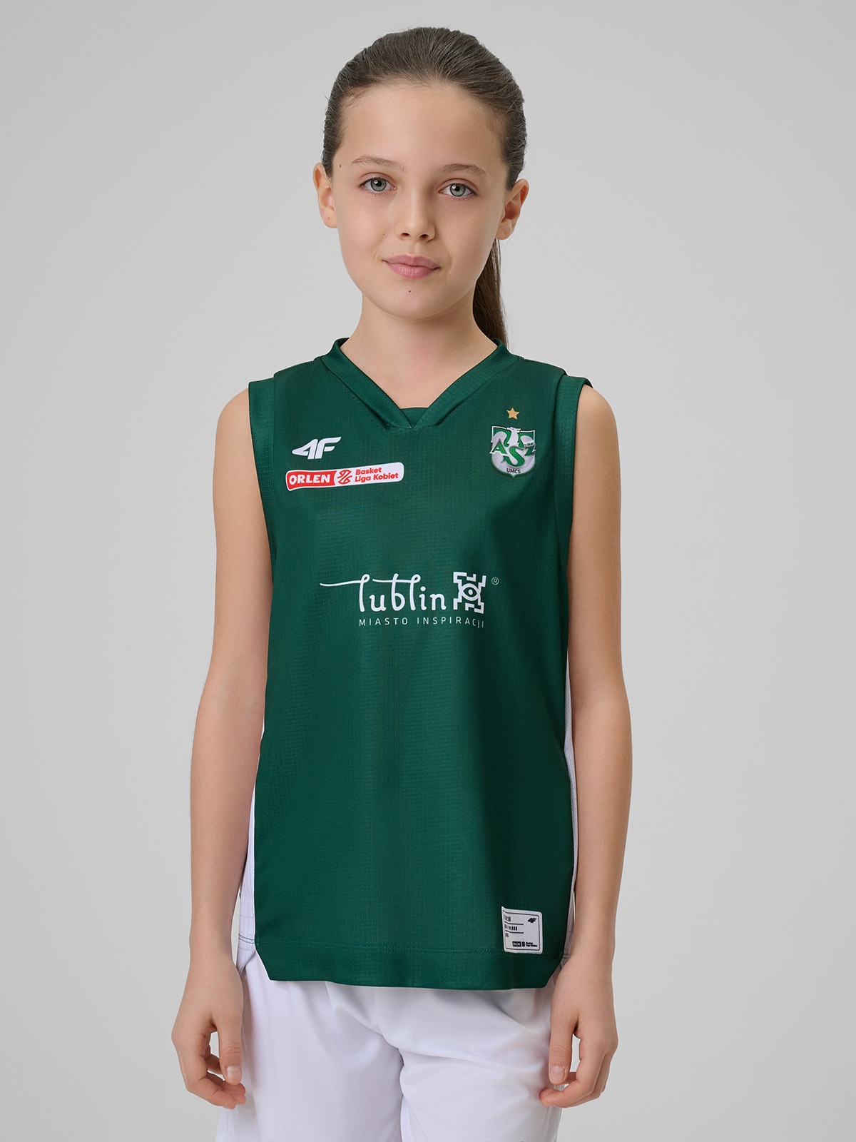 4F Koszulka meczowa replika wyjazdowa z sezonu 2025/26 dziecięca 4F x AZS UMCS Lublin - zielona 98/104