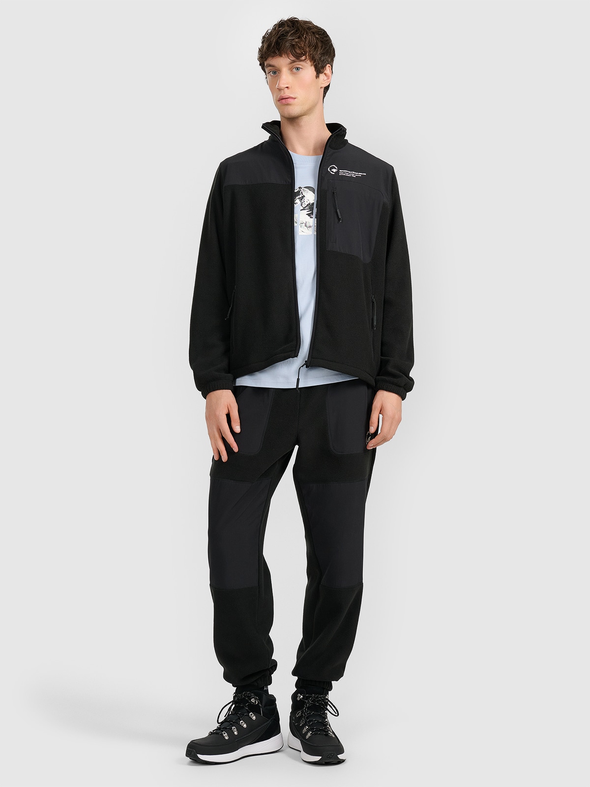 4F Spodnie polarowe joggery męskie - czarne XXL