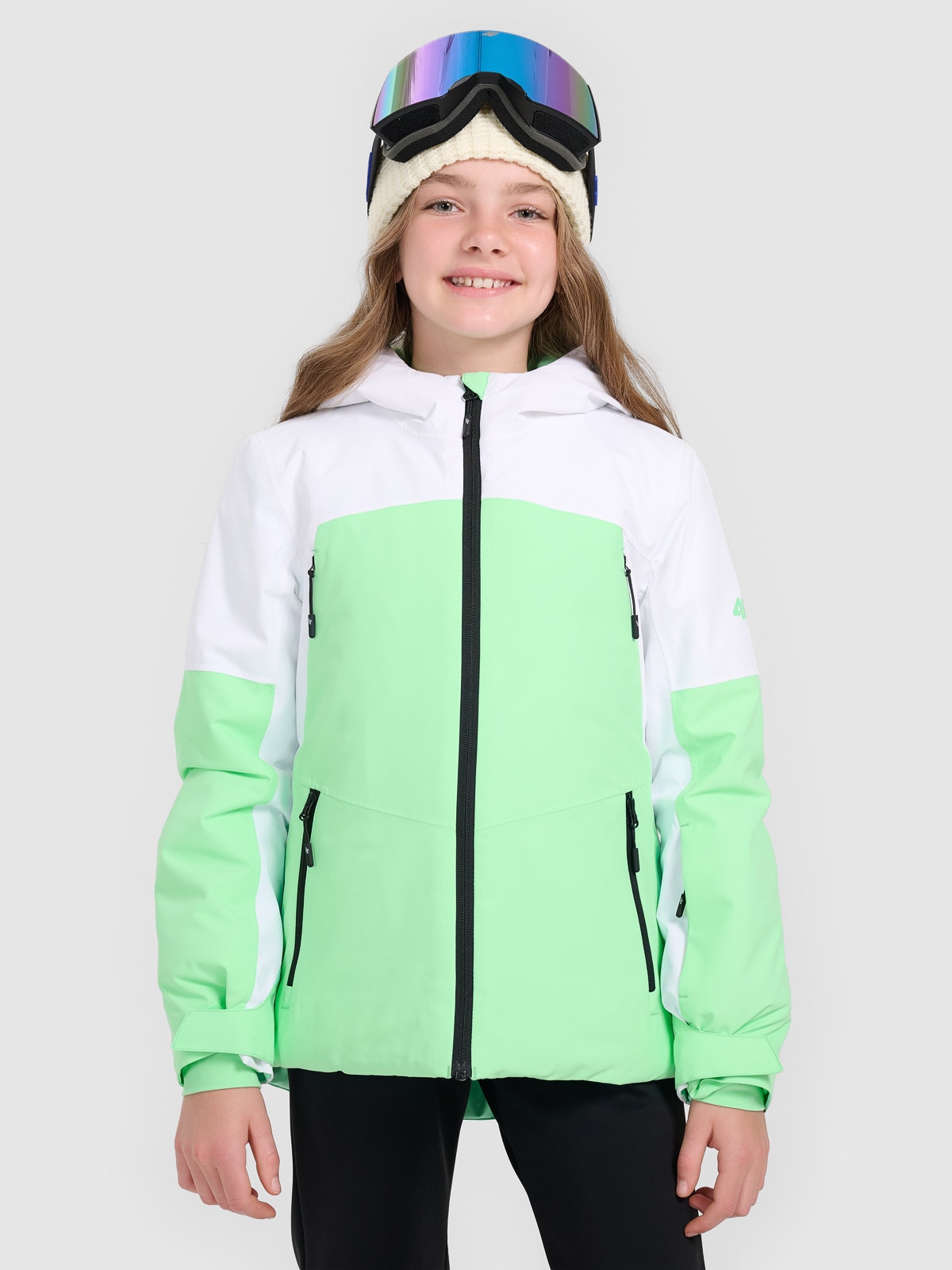 4F Kurtka narciarska membrana 8000 dziewczęca - zielona 122 (6-7 lat)