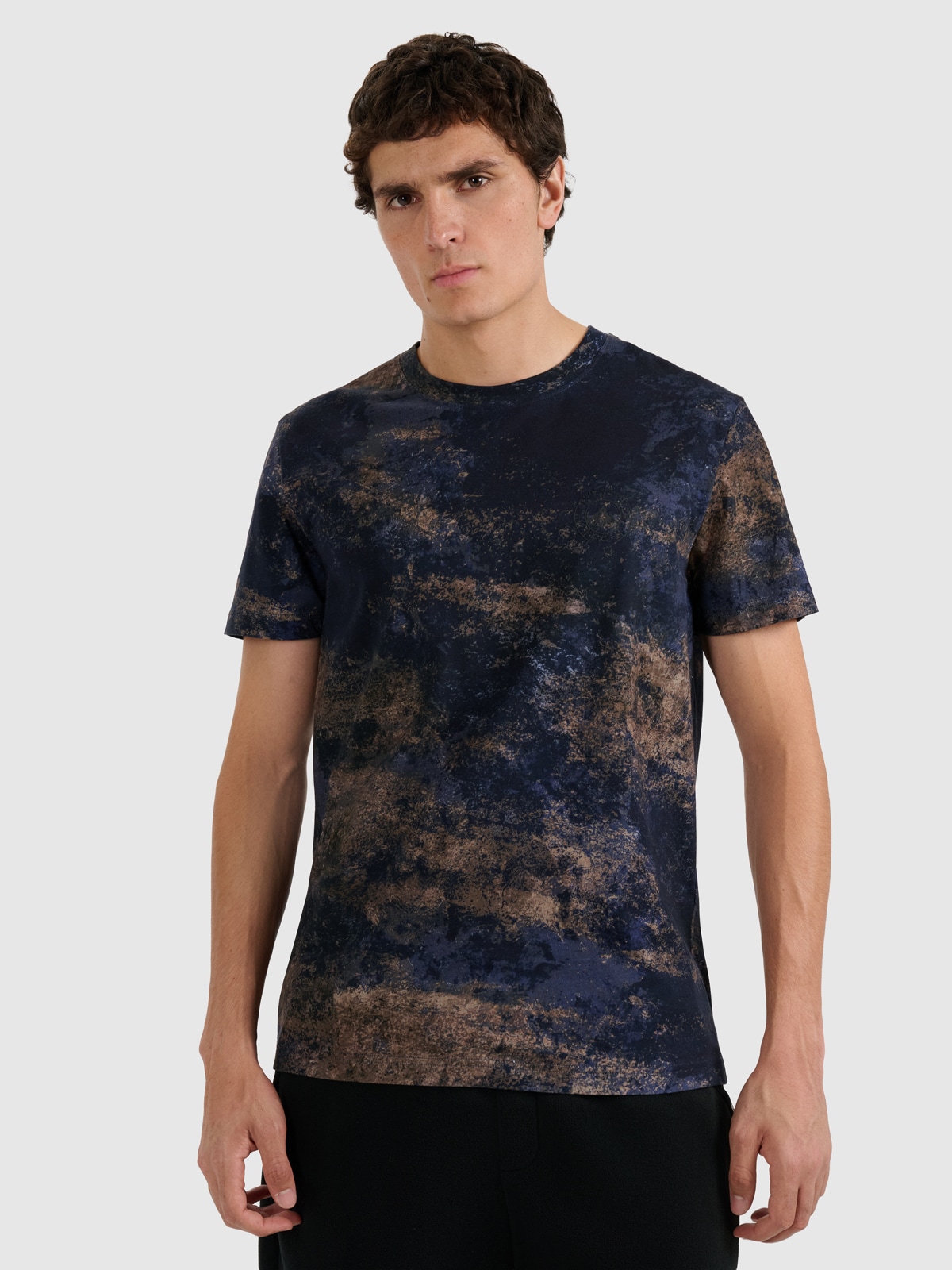 4F T-shirt regular z nadrukiem męski - multikolor M
