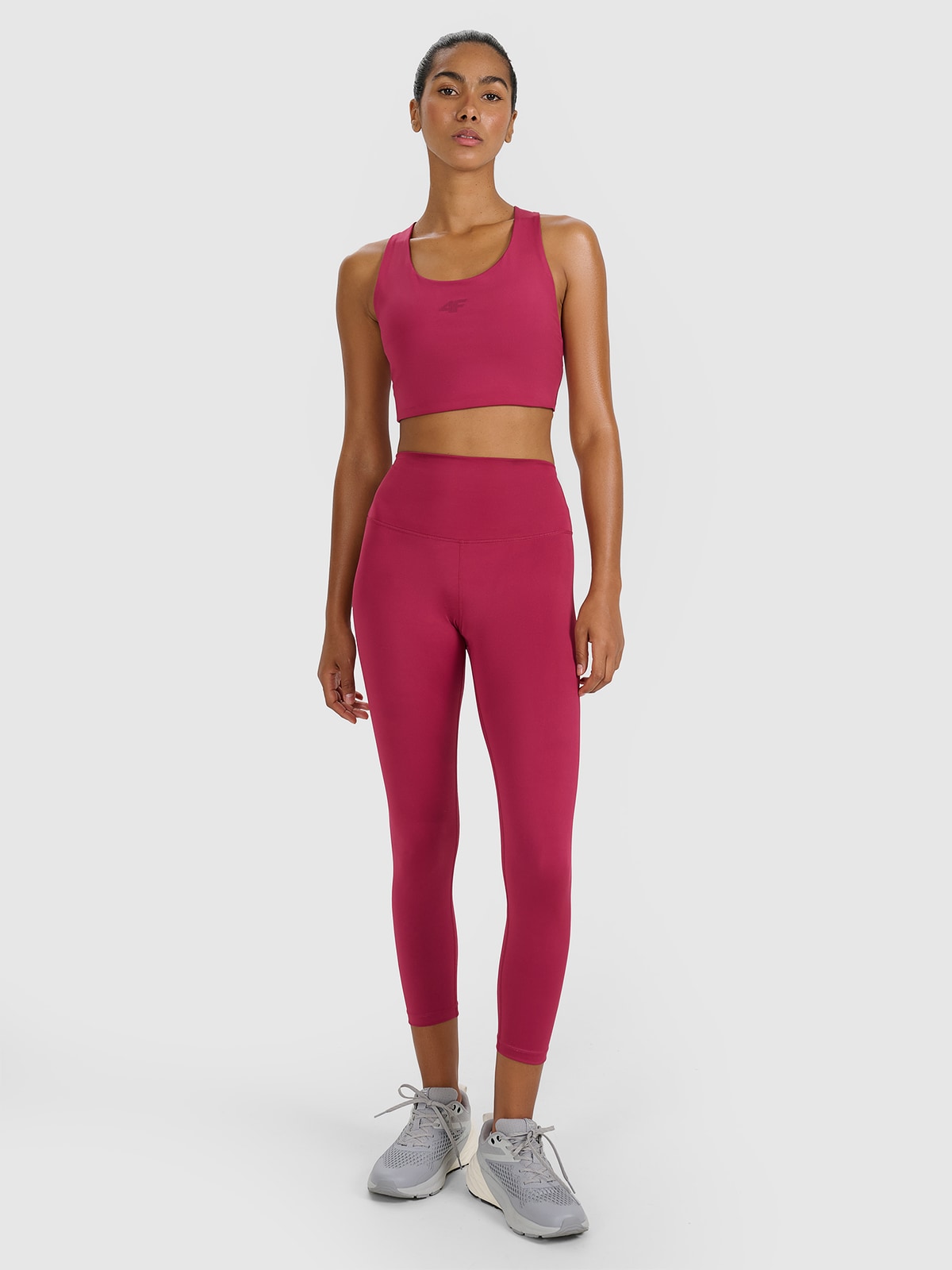 4F Legginsy treningowe 7/8 z wysokim stanem damskie - czerwone S