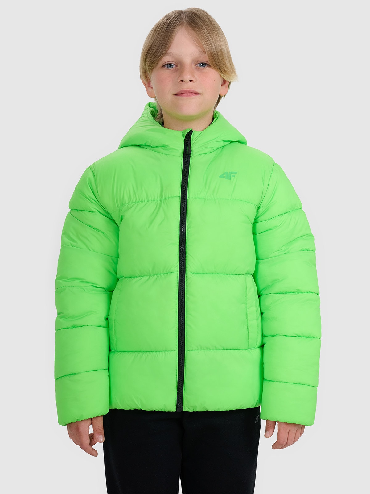 4F Kurtka puchowa z wypełnieniem syntetycznym chłopięca - zielona 122 (6-7 lat)