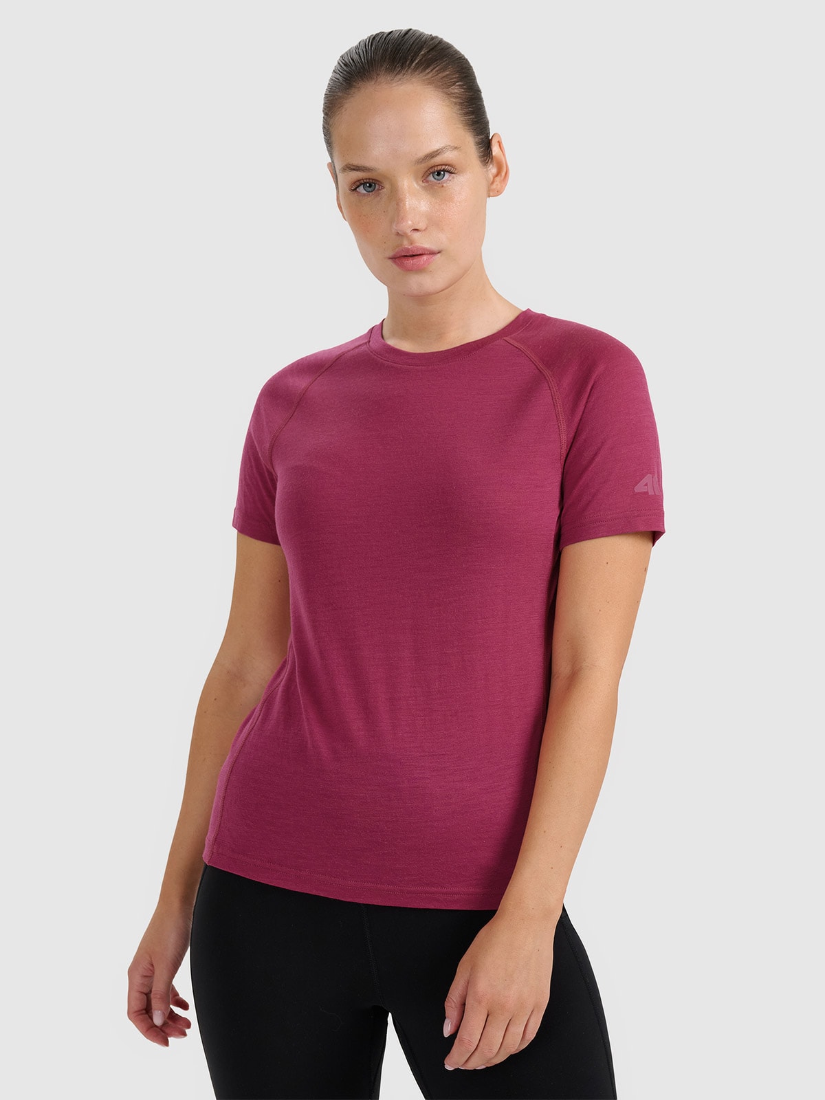 4F Koszulka trekkingowa z wełną merino damska - różowa L