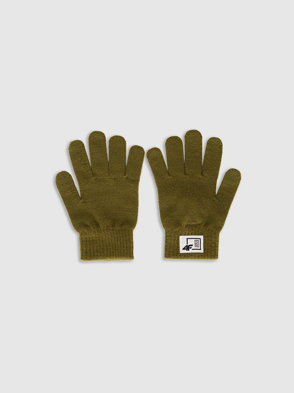 4F Rękawiczki dzianinowe z wiskozą dziecięce - khaki L/XL